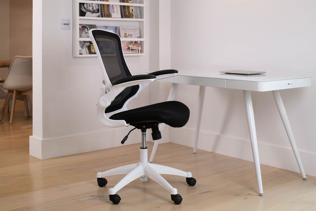 Wood and store white desk chair